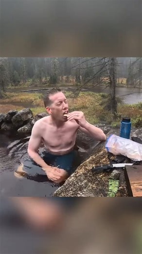 Relaxing Hot Spring ☺️ #outdoorboys #survival #camping #rainforest #bushcraft #fyp | OutdoorBoy