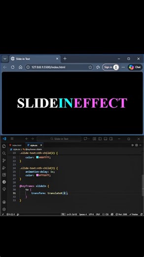 Slide in Text using HTML and CSS. #animation #coding #webanimation #htmlcss