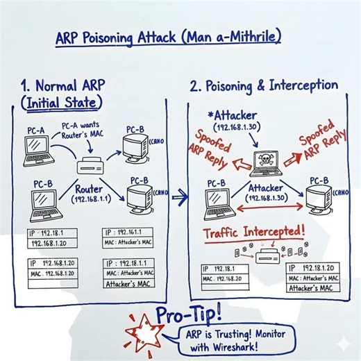 OSI Layer 2 Attacks: ARP Poisoning #cybersecurity #cissp #networking #networksecurity