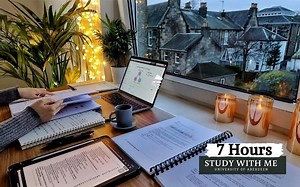 7 HOUR STUDY WITH ME on A RAINY DAY Background noise, 10-min Break, No music