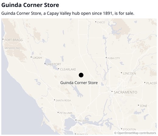 Explore remote Yolo County corner store, open since 1891. It's for sale