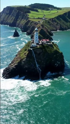 The incredible waterfall lighthouse in Devon, UK #England