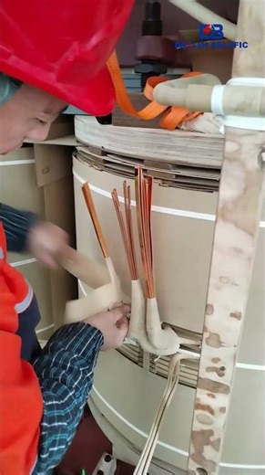 25 MVA power transformer tap leads are wrapped with insulation.