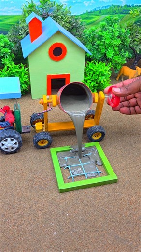 😱 Real Working Mini Tractor Making Cement house Pillar | Amazing DIY Construction Machine 🚜 #shorts