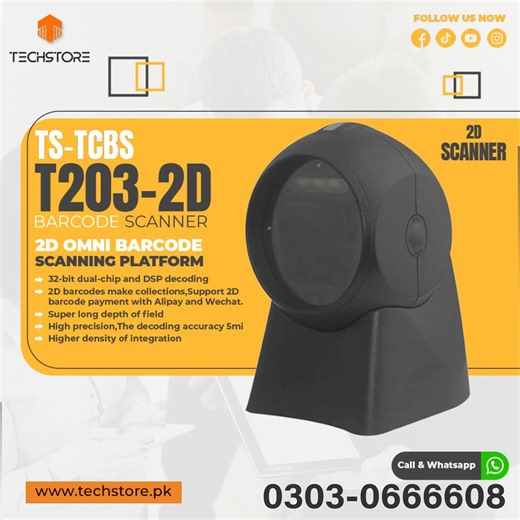 🚀 Revolutionize Your Checkout Experience! Introducing the TS-TCBS T203-2D Barcode Scanner – your ultimate solution for lightning-fast, high-precision barcode scanning. Designed for performance, this 2D Omni Barcode Scanning Platform delivers seamless integration with Alipay, WeChat, and all your retail needs! ✅ Features You'll Love: 🔸 32-bit Dual-Chip DSP Decoding Power 🔸 Supports 2D Barcode Payments (Alipay/WeChat) 🔸 Ultra-Long Depth of Field 🔸 Exceptional 5mil Decoding Accuracy 🔸 High De