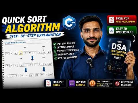 Quick Sort Algorithm in Data Structures | Step-by-Step Explanation with Notes | Free PDF | Code