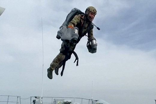 Gravity jet suit taken for a spin by the Royal Marines
