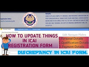 HOW TO UPDATE PENDING ICAI REGISTRATION FORM | CORRECTION BY RO/VERIFIER | UDIT NARAYAN MISHRA