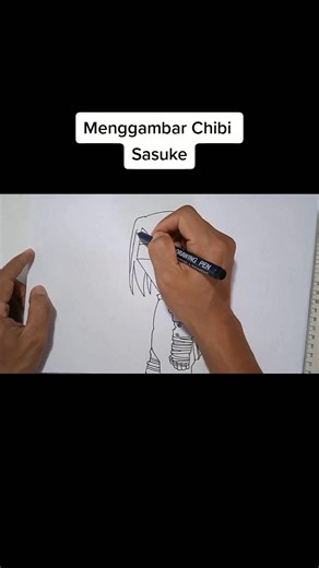 Menggambar Chibi Sasuke dengan Bentuk Wajah Segi Tiga