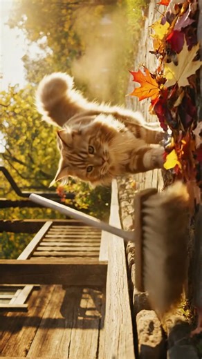 Cat Sweeping the Yard#VillageCat #RusticLife #Cinematic