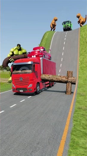 Hulk is Watching Truck Vs Bus Race - 399 #beamngexperiments #realistic #hulk #bus #colourfulcars