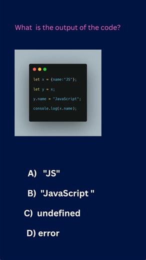 Javascript interview question #JavaScript object references #short #trending #viral