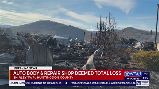 Huntingdon County auto body shop deemed a total loss in fire