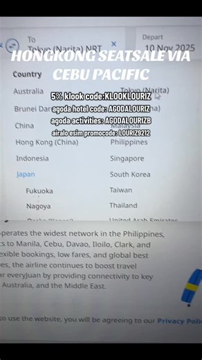 KLOOK PROMO CODE: "KLOOKLOURIZ" on Instagram: "Piso Seat Sale going to Hongkong via Cebu Pacific Travel Codes 💫5 % Klook Promo Code: 𝗞𝗟𝗢𝗢𝗞𝗟𝗢𝗨𝗥𝗜𝗭 https://www.klook.com/en-SG/tetris/promo/lourizann-kreator-shop/?aid=40316 💫10% Agoda Code (Hotels) : 𝗔𝗚𝗢𝗗𝗔𝗟𝗢𝗨𝗥𝗜𝗭 https://ago-da.co/AGODALOURIZ 💫10% Agoda Code for Activities : 𝗔𝗚𝗢𝗗𝗔𝗟𝗢𝗨𝗥𝗜𝗭𝗕 https://ago-da.co/AGODALOURIZB 💫Airalo ESIM Code: 𝗟𝗢𝗨𝗥𝗜𝗭𝟵𝟮𝟭𝟮 💫5% Bookaway Code: 𝗟𝗢𝗨𝗥𝗜𝗭𝟱 💫35% Booky Code: 𝗕�