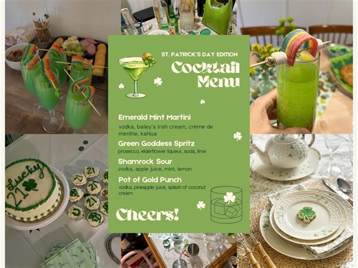 St. Patrick’s Day Cocktail Menu Template: Holiday Hosting Drink Sign (digital Download) - Etsy