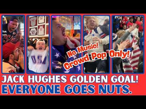 Jack Hughes With the Golden Goal! Everyone Goes Nuts. (No Music. Crowd Pop Only.)