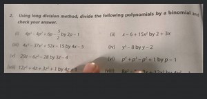 Using long division method, divide the following polynomials by... | Filo