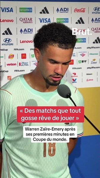 Warren Zaïre-Emery after his first minutes in the World Cup