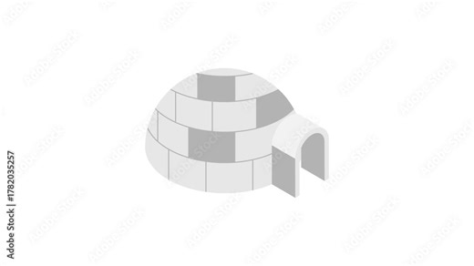 Traditional igloo isometric animated icon, a symbol of winter and Arctic living