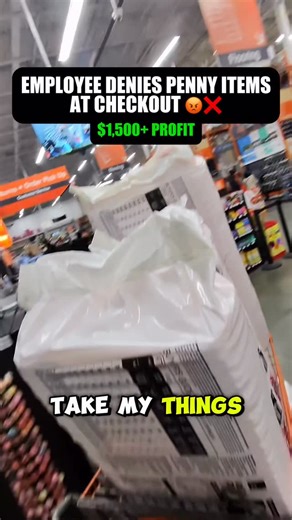 Chris Rios on Instagram: "🤬 Employee took my items AFTER checking out… I found Penny deals at Home Depot (4 bags of insulation) for yes a $0.01 EACH ✅ These normally retail for $100 per unit and after scanning a few, employees started to catch on. Then the employee took my items from me AFTER checking out. Finally came in the manager. I stayed calm, showed my receipt, and FINALLY they let me walk out. ⚠️ This is the REAL problem resellers face: • Employees don’t understand penny policies • Mana