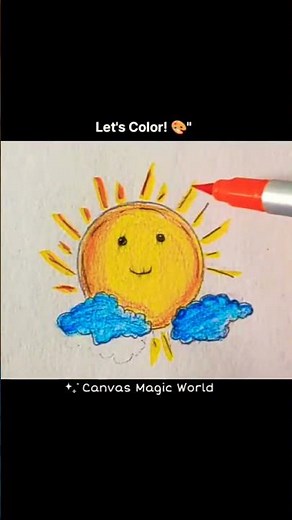 How to Draw a Cute Smiling Sun ☀️ | Easy Step-by-Step #Shorts #Art #Drawing | Canvas Magic World