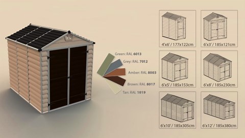 CANOPIA by PALRAM SkyLight 6 ft. W x 12 ft. D Resin Plastic Outdoor Garden Storage Shed with Floor (75.3 sq. ft.) in Tan 703391