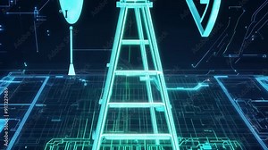 A computer generated image of a tall ladder with a green background. The ladder is shown in a 3D format and is surrounded by a grid of numbers