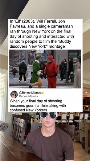 In 'Elf' (2003), Will Ferrell, Jon Favreau, and a single cameraman ran through New York