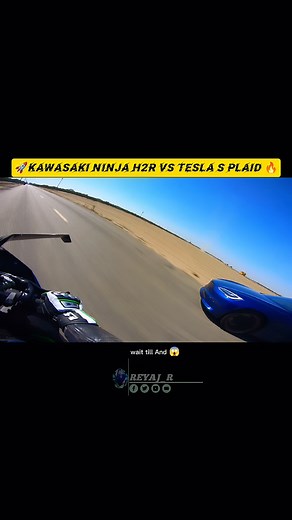 Kawasaki Ninja H2R 🔥 Vs Tesla S Plaid Drag Race 🚀😱 #kawasaki #ninja #h2r #h2rtopspeed #h2rlover #vs #tesla #teslaplaid #motorcycle #racing #Race #fb #tranding #viralvideo #viralshorts | Reyaj R