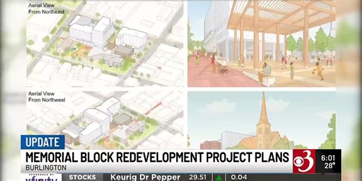Burlington reveals new plans for Memorial Auditorium redevelopment