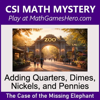 Adding Quarters & Dimes & Nickels & Pennies | Digital CSI Math Mystery Game