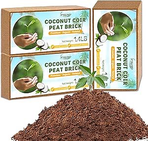 Legigo Pack of 3 Organic Coco Coir Bricks- 100% Natural Compressed Coco Peat Brick Coconut Fiber Substrate with Low EC& pH Balance, Coir Plant Soil Enhance Root Growth for Herbs, Flowers, House Plants