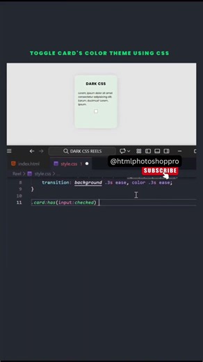 Toggle Card's Color Theme CSS #shortvideo #coding #htmlcss #shorts #short #toggle