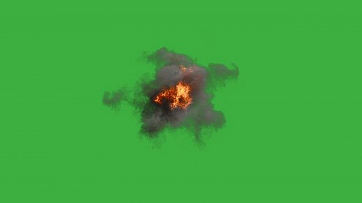 Bomb Explosion on Green Screen. Slow motion