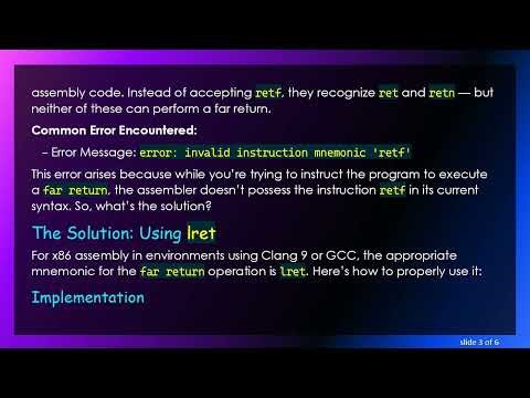Understanding the x86 Far Return Mnemonic in Clang 9 and GCC: A Guide to Using lret
