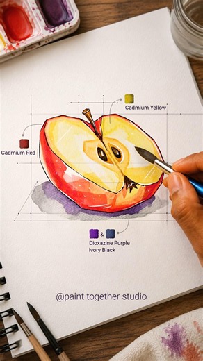 How to Paint a Beautiful Apple in Watercolor🍎 | Easy Step-by-Step Tutorial for Beginners