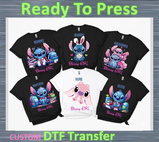 Custom Stitch Birthday DTF Transfer for Kids Shirt, Cute Blue Alien Birthday Party Heat Transfer, Boy Girl Birthday DIY Tee Print, Cartoon - Etsy