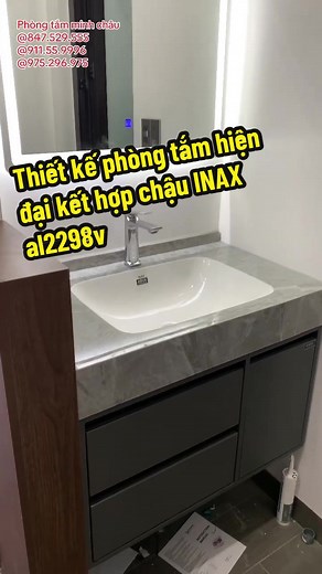 Tủ chậu inox đẹp kết hợp chậu Inax al2298v