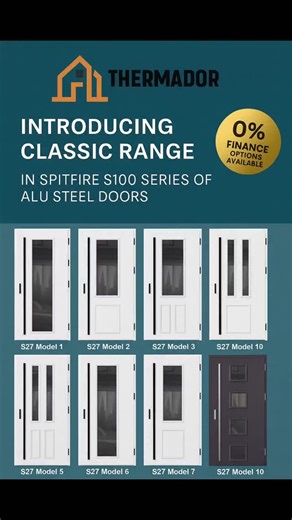 ✨ Introducing the NEW Classic Range — Spitfire S100 Alu Steel Doors ✨ Why settle for composite when you can have luxurious Alu Steel with: ✅ RC2 & PAS 24 security ✅ Triple glazing as standard ✅ Multipoint locking system ✅ U-values as low as 0.77 ✅ 18 colours & bespoke finishes ✅ Dual colour options ✅ Optional hardware finishes ✅ Solar shield technology ✅ 10 year warranty ✅ Expert installation 💡 Plus, with 0% finance options available, you can spread the cost of your new door with ease. 📍 Visit