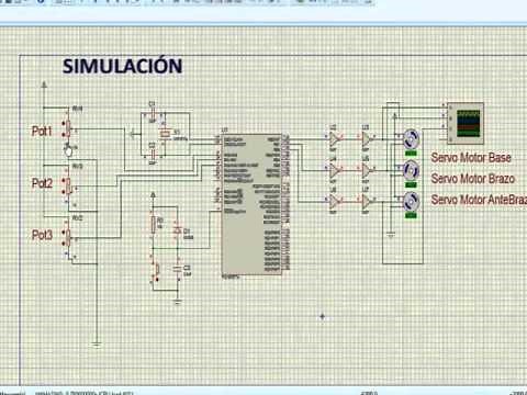 Brazo Robótico Controlado con PIC16F877A mediante Cinemática Inversa