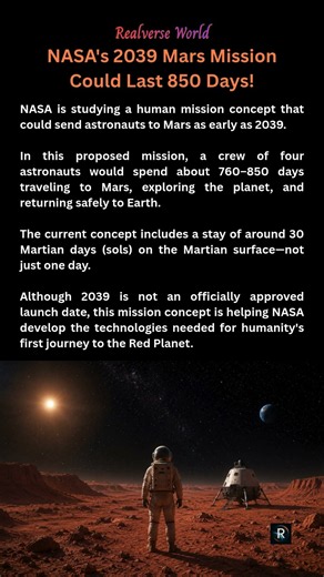 NASA's 2039 Mars Mission Could Last 850 Days! 🚀🔴 #space #universe #astronomy #planet