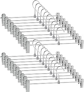 GoodtoU Pant Hangers with Clips - 20 Pack Skirt Hangers - Adjustable Metal Hangers with Non Slip Clips