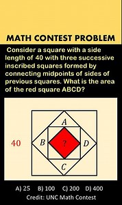 20-Second Math Contest Problems. Inscribed Squares #rolandoasisten | Asisten and German Academy
