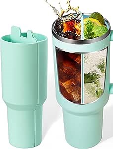 Two in One Double-Flavour Inner Tray for Stanley Tumbler, Reusable & Washable Silicone Separating Vessel can Use for Different Drinks or Tea, Cocktails, Whiskey, Coffee (Matcha Cream)