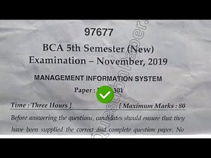 2019 Mdu BCA 5th Sem Management Information System Computer Graphics Question Paper