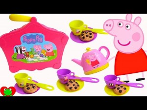 Toy Learning Video For Toddlers Peppa Pig's Tea Party and Chocolate Chip Cookies - Videos For Kids