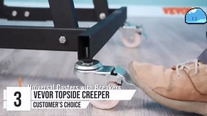 Adjustable Automobile Topside Creeper 42.5"-66" High Range with Wheels & Tool Pouch & Padded Deck, 330 Lbs Capacity, Foldable Automotive Engine Creeper for Trucks Garage Auto Repair Maintenance