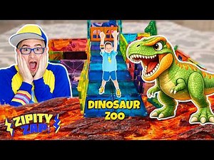 Dinosaurs and Magnetic Tiles! Building a Dinosaur Zoo and Floor is Lava Challenge