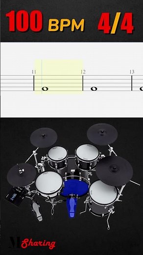 Whole Note On The Kick Drum Exercise - 4 ( 100 BPM - 4/4 )