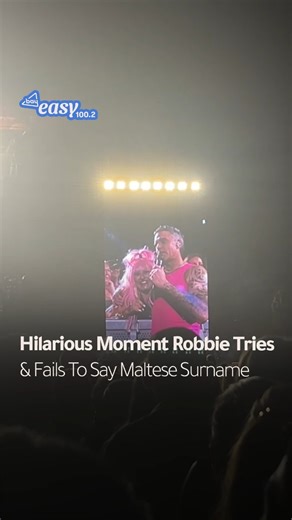 5.4K views · 38 reactions | Robbie Williams' concerts always have memorable fan encounters, and this one was no different 藍 During last night's concert in Malta, Robbie hilariously tried to pronounce 'Xuereb', and let's just say he needs a bit more practise  Did you attend the concert? #robbiewilliams #fan #malta #concert | Bay Easy | Facebook
